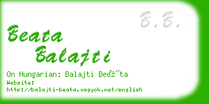 beata balajti business card